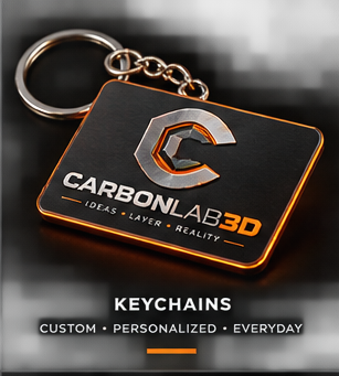Carbon Lab 3D custom engraved keychain