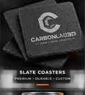 Carbon Lab 3D custom laser engraved slate coasters